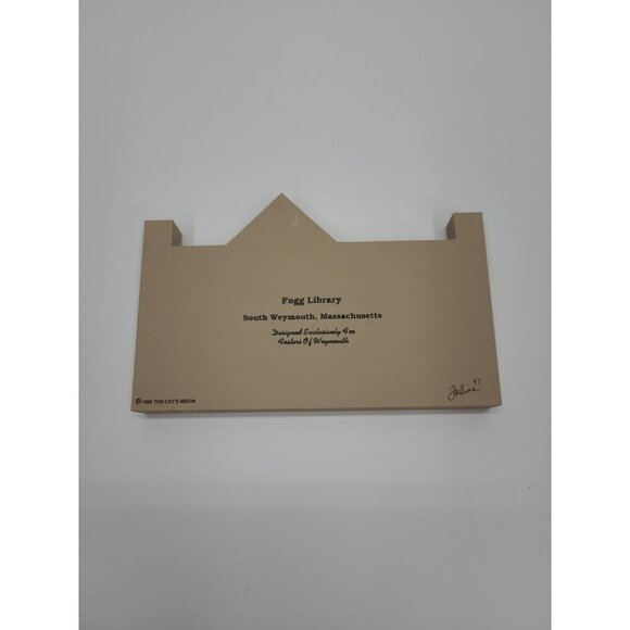 Vintage 1995 The Cat's Meow Fogg Library Wooden Block House Signed Joline - Picture 3 of 7